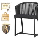 Ver imagem 4 de Mesa com 4 Cadeiras de Jantar Roma 100cm e Noronha em Aluminío Preto Corda Nautica Estofado 11 Trama