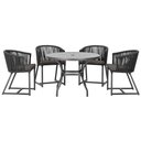 Ver imagem 1 de Mesa com 4 Cadeiras de Jantar Roma 100cm e Noronha em Aluminío Preto Corda Nautica Estofado 11 Trama