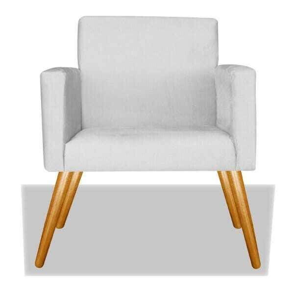 Kit 2 Poltrona Cadeira Decorativa Beatriz Recepção Consultório Suede Branco - 3