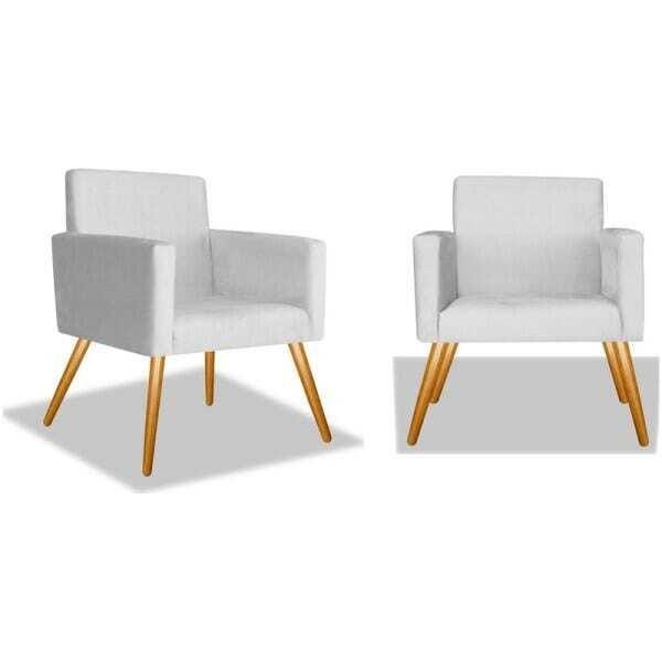 Kit 2 Poltrona Cadeira Decorativa Beatriz Recepção Consultório Suede Branco