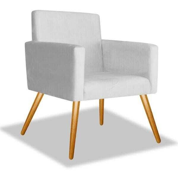 Kit 2 Poltrona Cadeira Decorativa Beatriz Recepção Consultório Suede Branco - 4