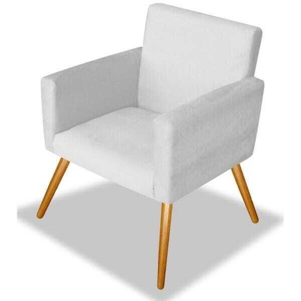Kit 2 Poltrona Cadeira Decorativa Beatriz Recepção Consultório Suede Branco - 2