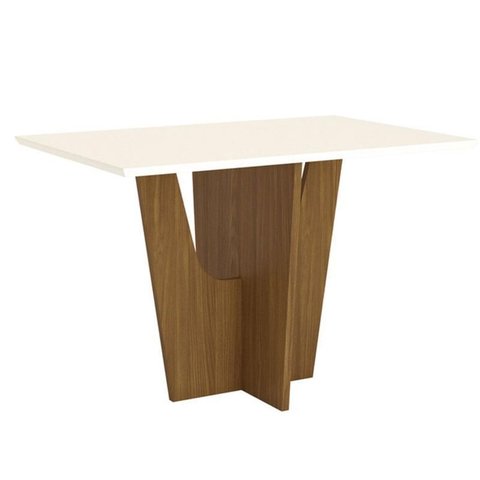 Mesa de Jantar Vértice 120 Cm Canto Reto sem Vidro Nature Off White – Henn