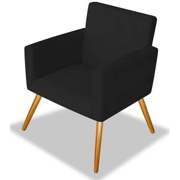Kit 2 Poltrona Decorativa Cadeira Beatriz Escritório Recepção Quarto Suede Preto - 2