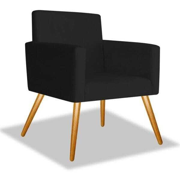 Kit 2 Poltrona Decorativa Cadeira Beatriz Escritório Recepção Quarto Suede Preto - 4