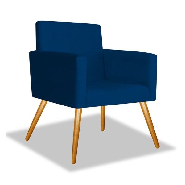 Kit 2 Poltrona Cadeira Decorativa Beatriz Escritório Recepção Sala Corano Azul Marinho - Am Decor - 4