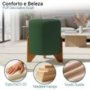Ver imagem 2 de Puff Decorativo Eloah Redondo Assento Extra para Sala Quarto Suede Pufe com Pés de Madeira