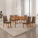 Ver imagem 2 de Mesa de Jantar Liz Yasmin 180 cm Tampo MDF Canto Copo Laminado com 6 Cadeiras Moderna Mobília