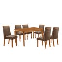 Ver imagem 1 de Mesa de Jantar Liz Yasmin 180 cm Tampo MDF Canto Copo Laminado com 6 Cadeiras Moderna Mobília