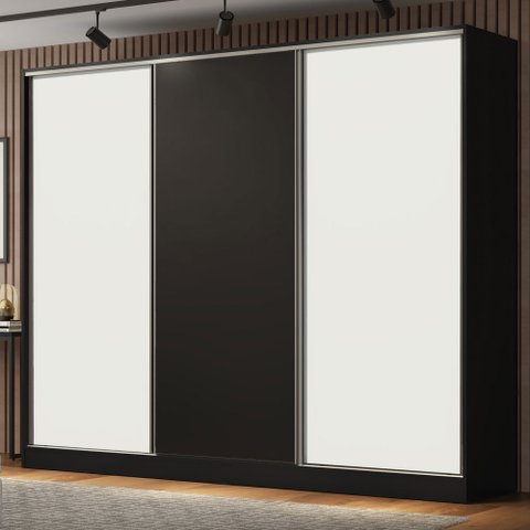 Guarda Roupa Casal 100% Mdf Madesa Royale 3 Portas de Correr