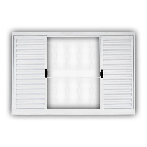 Janela de Aço Veneziana de Correr 100x150cm 4 Folhas com Grade Minas Sul MGM