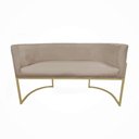 Ver imagem 2 de Kit Namoradeira + 1 Poltrona Decorativa Luana Suede Capuccino Base Dourada Ms Decor