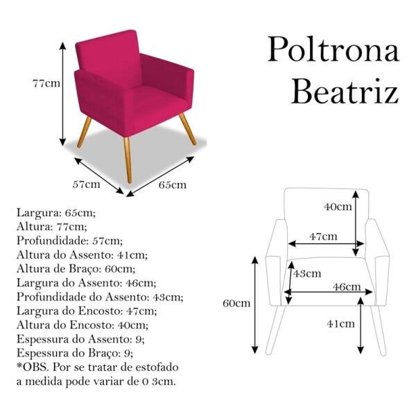 Kit 2 Poltrona Decorativa Beatriz Pés Palito para Quarto Corano Pink - Am Decor - 5