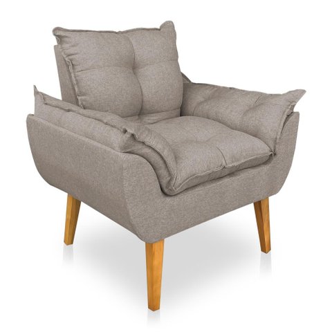 Poltrona Opala Decorativa Luxo Linho Capuccino Dal Poz Estofados