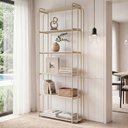 Ver imagem 1 de Estante Alta Areia Metal Minimalista com Prateleiras para Decoração e Organização Orla Bege