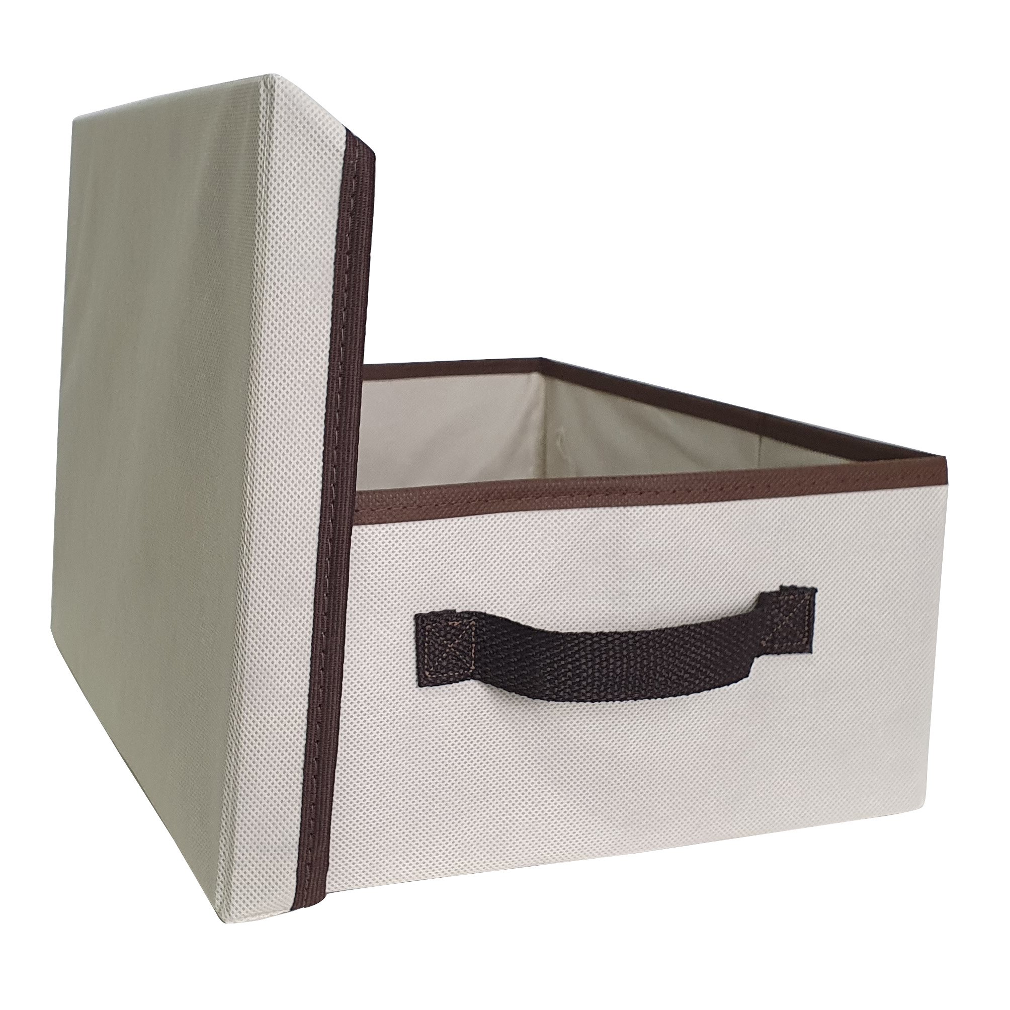 Caixa organizadora de Tecido OrganiBox c/ Alça e Tampa de 28x15x38cm Marrom