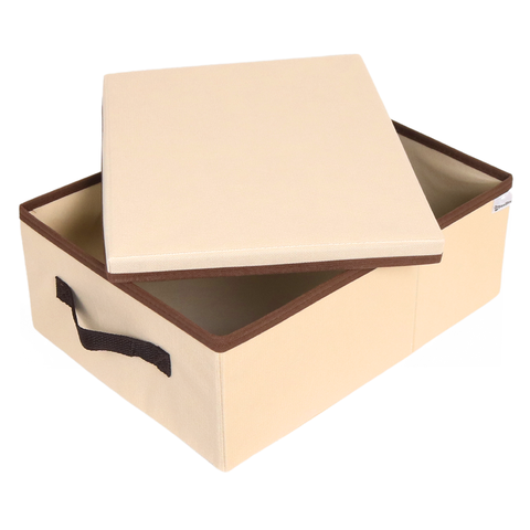 Caixa Organizadora de Tecido Organibox C/ Alça e Tampa de 28x15x38cm Marrom