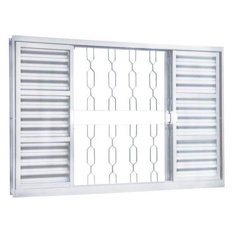 Janela de Aço Veneziana de Correr 100x100cm 6 Folhas Minas Sul MGM Branco