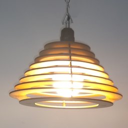 Lustre Luminária Pendente de Madeira MDF Mod. Hanoi - 2