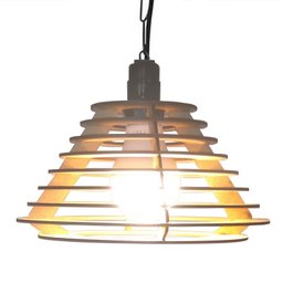 Lustre Luminária Pendente de Madeira MDF Mod. Hanoi - 1