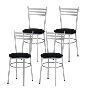 4 Cadeiras para Mesa Epoxi Cinza:preto