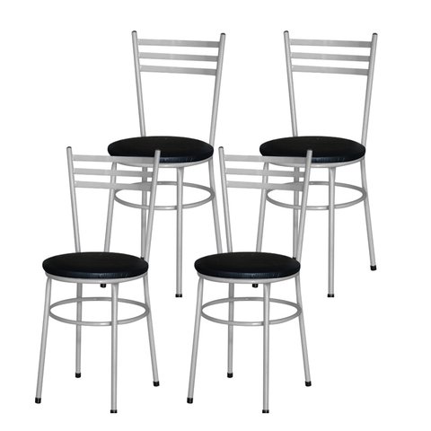4 Cadeiras para Mesa Epoxi Cinza:preto