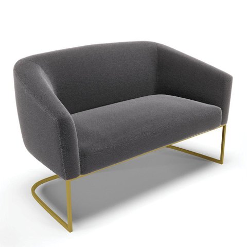 Sofá Namoradeira 2 Lugares Base Industrial Dourado Stella Bouclê D03 - D'Rossi Cor Grafite