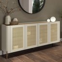 Ver imagem 1 de Aparador Buffet Porta Sextavada 180cm Pés Metal 100% Mdf Cor:louro e Luna com Dourado