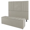 Ver imagem 1 de Kit Cabeceira E Baú Cama Box Queen 160Cm Sintético Bege