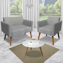 Ver imagem 2 de Poltrona Namoradeira Decorativa Isabella Pés Palito Madeira Suede Grafite - Gran Belo
