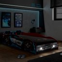 Ver imagem 2 de Cama Infantil Carro Tornado Plus com Led Preto Azul Pura Magia + Colchão Ortobom