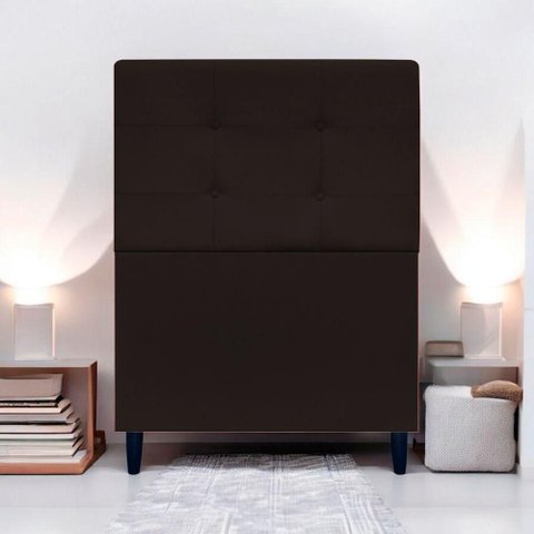 Cabeceira para Cama de Solteiro 90 Cm Ivy Suede Marrom Suede