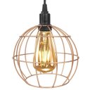 Ver imagem 3 de 3 Pendentes Aramado Teto Globo Luminária Lustre Retrô Balcão + Lâmpada Led ST64 Cobre Rose Gold