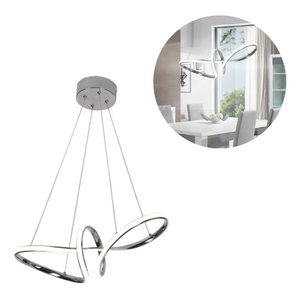 Lustre Pendente Prata Moderno de Led Curvas Infinito Bivolt