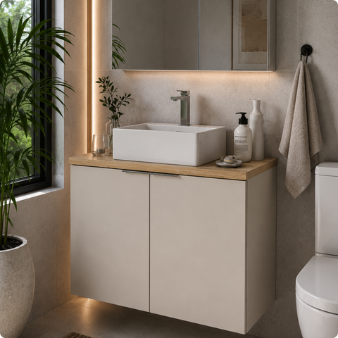 Gabinete de Banheiro com Cuba Nature Estilare 75cm