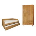Ver imagem 1 de Conjunto Quarto Sofá-Cama Duo + Guarda-Roupa Paris 4 Portas 2 Gavetas com 2 Colchões - Amêndoa/Cedro