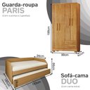 Ver imagem 2 de Conjunto Quarto Sofá-Cama Duo + Guarda-Roupa Paris 4 Portas 2 Gavetas com 2 Colchões - Amêndoa/Cedro