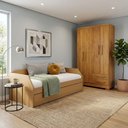 Ver imagem 3 de Conjunto Quarto Sofá-Cama Duo + Guarda-Roupa Paris 4 Portas 2 Gavetas com 2 Colchões - Amêndoa/Cedro