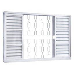 Janela Veneziana Aço 6 Folhas com Grade Elo MGM Minas Sul 120x150cm Vidro Liso Incolor - 1 Janela Veneziana Aço 6 Folhas com Grade Elo MGM Minas Sul 120x150cm Vidro Liso Incolor - 1