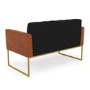 Ver imagem 5 de Sofá Namoradeira e 2 Poltronas Base Industrial Dourado Elisa Nozes/linho Preto A79 D03 - D'Rossi
