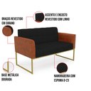 Ver imagem 6 de Sofá Namoradeira e 2 Poltronas Base Industrial Dourado Elisa Nozes/linho Preto A79 D03 - D'Rossi