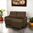 Ver imagem 2 de Sofá Retrátil Reclinável Monaco Veludo Marrom Brida - Meu Estofado
