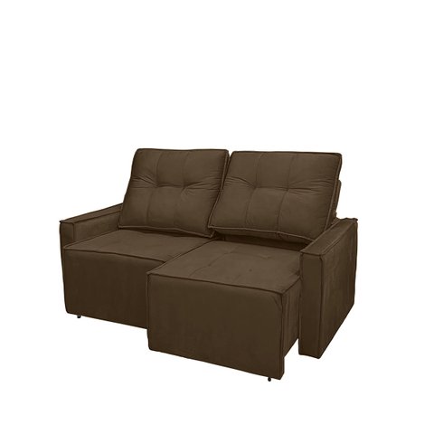 Sofá Retrátil Reclinável Monaco Veludo Marrom Brida - Meu Estofado