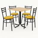 Ver imagem 1 de Conjunto Mesa Preta 70x70cm Tampo Pinus com 4 Cadeiras Epoxi