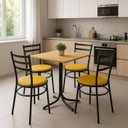 Ver imagem 3 de Conjunto Mesa Preta 70x70cm Tampo Pinus com 4 Cadeiras Epoxi