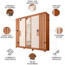 Ver imagem 2 de Guarda Roupa Casal 216cm 5 Portas Espelho Sulla Freijó/off C01 - Mpozenato