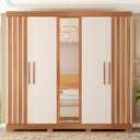 Ver imagem 6 de Guarda Roupa Casal 216cm 5 Portas Espelho Sulla Freijó/off C01 - Mpozenato