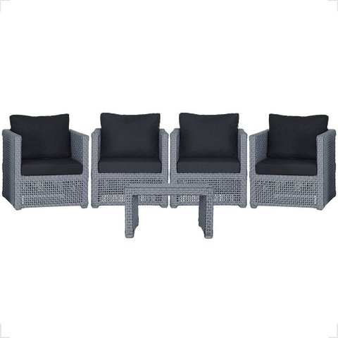 Mesa Centro e 4 Poltronas Madri Corda Náutica Estofado 12 Trama Original