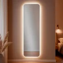 Ver imagem 1 de Espelho Orgânico Grande de Parede com Led Quente Retangular 150x50 Decorativo Sala Quarto Banheiro
