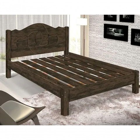 Cama Casal Siena 100% Mdf com Sarrafo em Madeira Carmolar Nogal